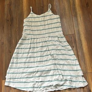 Chaser Girls 100% Cotton White & Teal Spaghetti Strap Dress Size 10